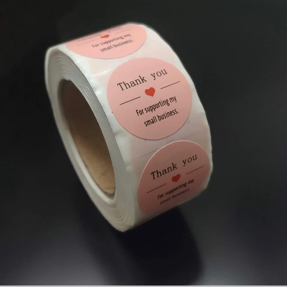 Thank You Stickers, 1 Inch Pink Thank You for Your Order Stickers Lable, 500Pcs